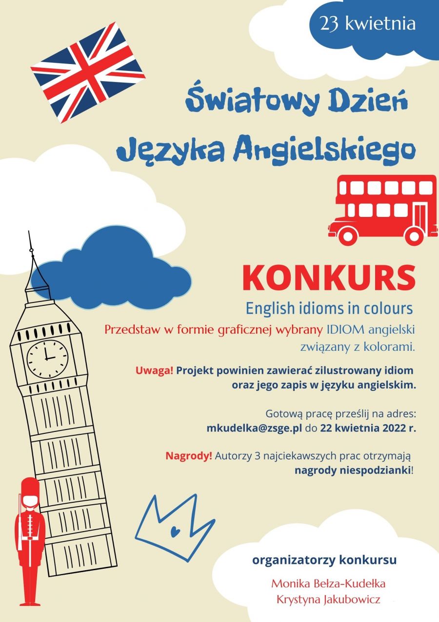 Plakat informujący o światowym dniu języka angielskiego