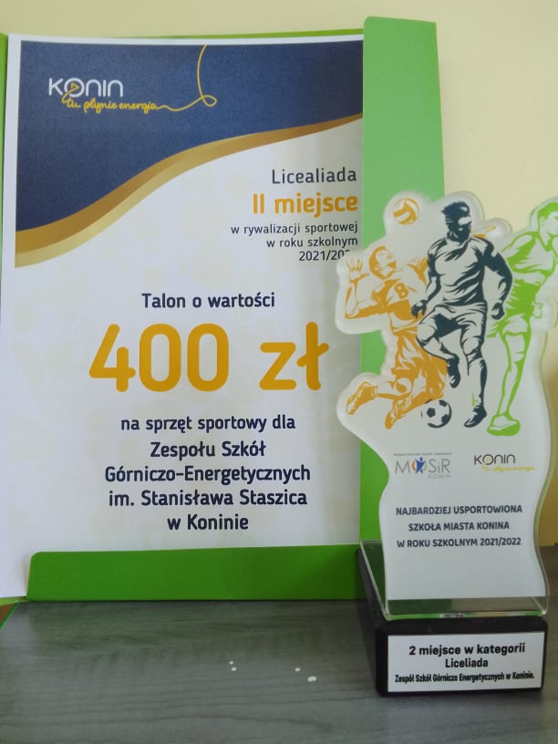 Talon o wartości 400 złotych dla Zespołu Szkół Górniczo Energetycznych w Koninie